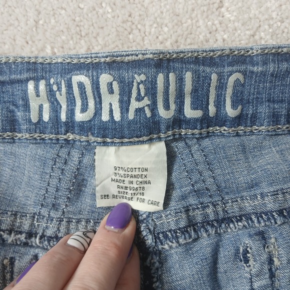 Hydraulic Lola Curvy Almost Bootcut Jeans Women 17/18 Blue Denim Distressed - Picture 10 of 15